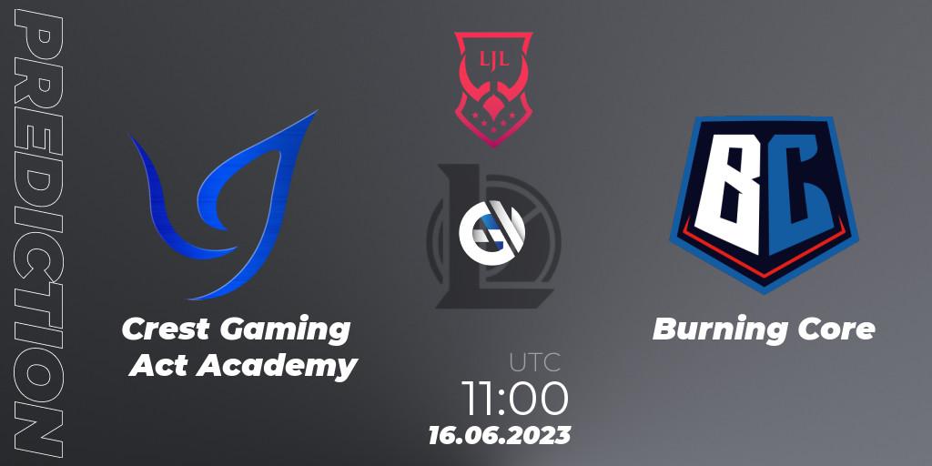 Crest Gaming Act Academy - Burning Core: ennuste. 16.06.2023 at 11:00, LoL, LJL Summer 2023