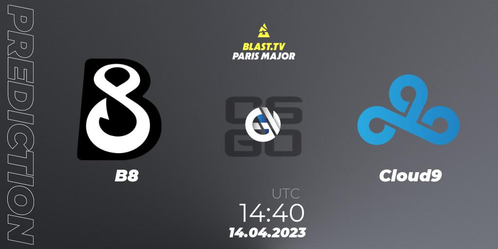 B8 - Cloud9: ennuste. 14.04.2023 at 15:15, Counter-Strike (CS2), BLAST.tv Paris Major 2023 Challengers Stage Europe Last Chance Qualifier