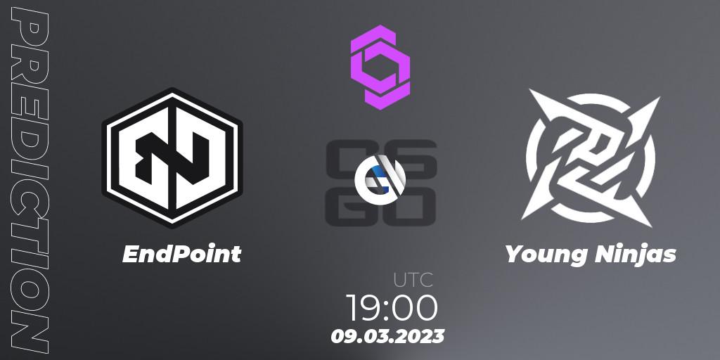 EndPoint - Young Ninjas: ennuste. 09.03.2023 at 19:45, Counter-Strike (CS2), CCT West Europe Series #2
