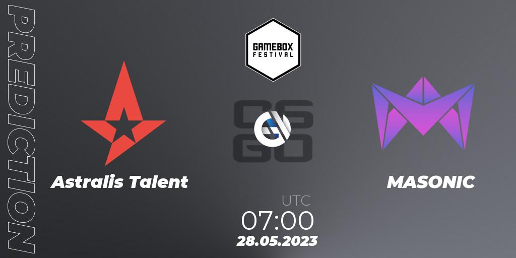Astralis Talent - MASONIC: ennuste. 28.05.2023 at 07:00, Counter-Strike (CS2), Gamebox Invitational 2023