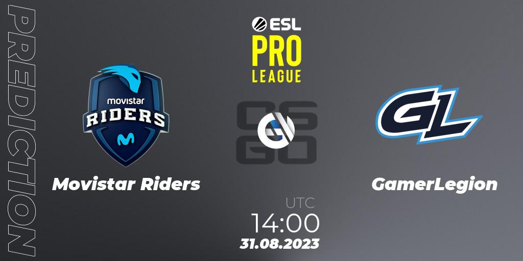 Movistar Riders - GamerLegion: ennuste. 31.08.2023 at 14:00, Counter-Strike (CS2), ESL Pro League Season 18