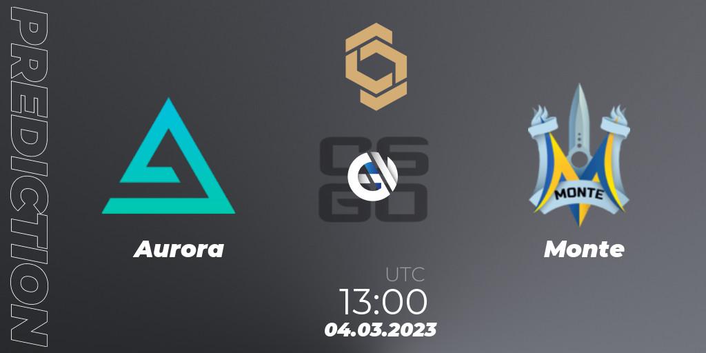 Aurora - Monte: ennuste. 04.03.2023 at 13:45, Counter-Strike (CS2), CCT South Europe Series #3