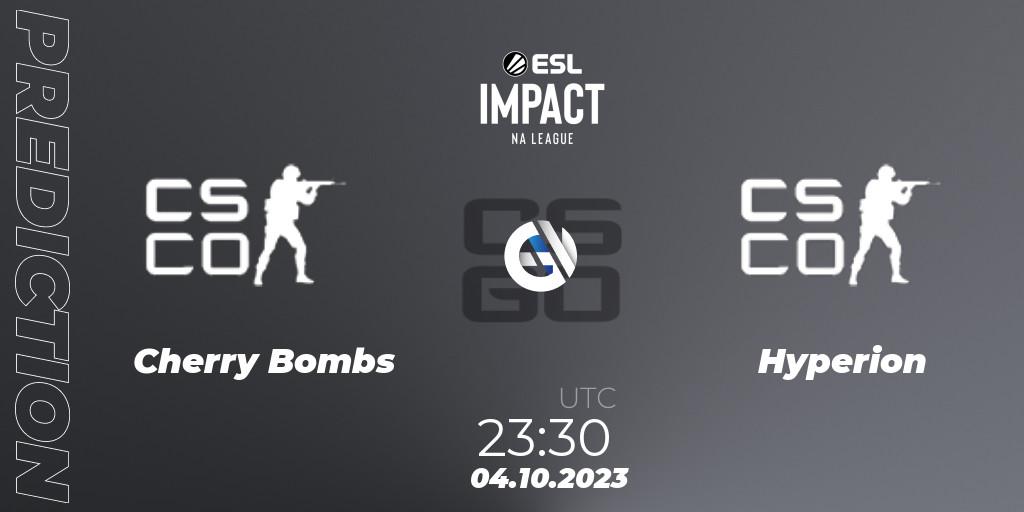 Cherry Bombs - Hyperion: ennuste. 04.10.2023 at 23:30, Counter-Strike (CS2), ESL Impact League Season 4: North American Division