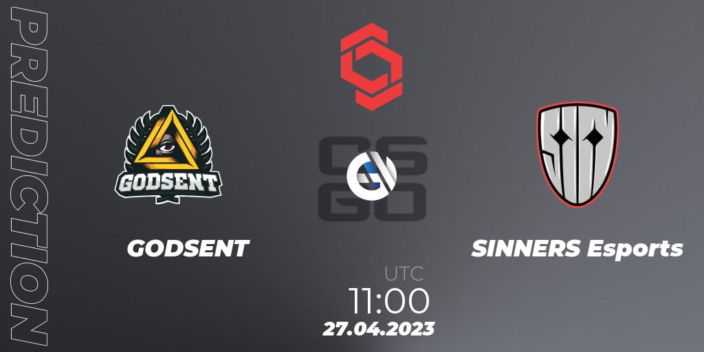 GODSENT - SINNERS Esports: ennuste. 27.04.2023 at 12:25, Counter-Strike (CS2), CCT Central Europe Series #6