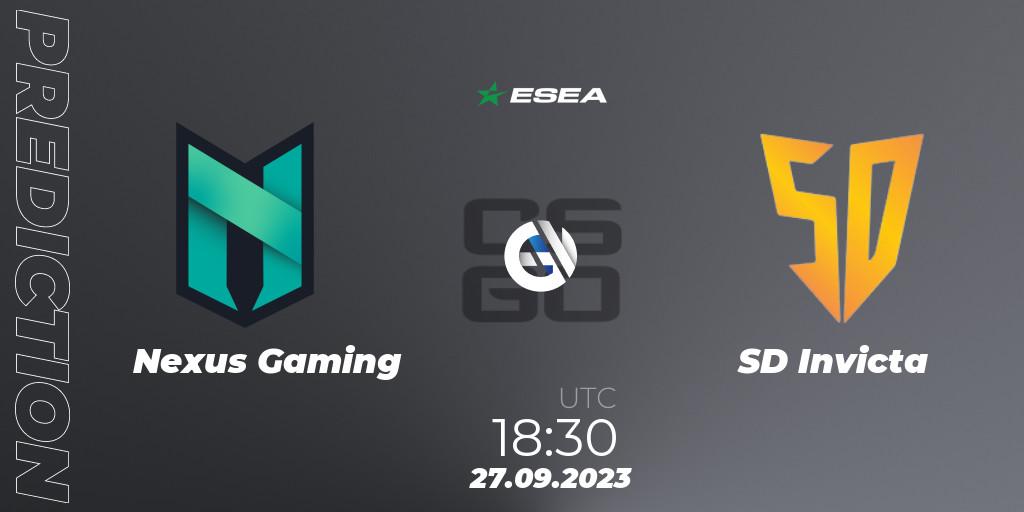Nexus Gaming - SD Invicta: ennuste. 27.09.2023 at 17:00, Counter-Strike (CS2), ESEA Advanced Season 46 Europe