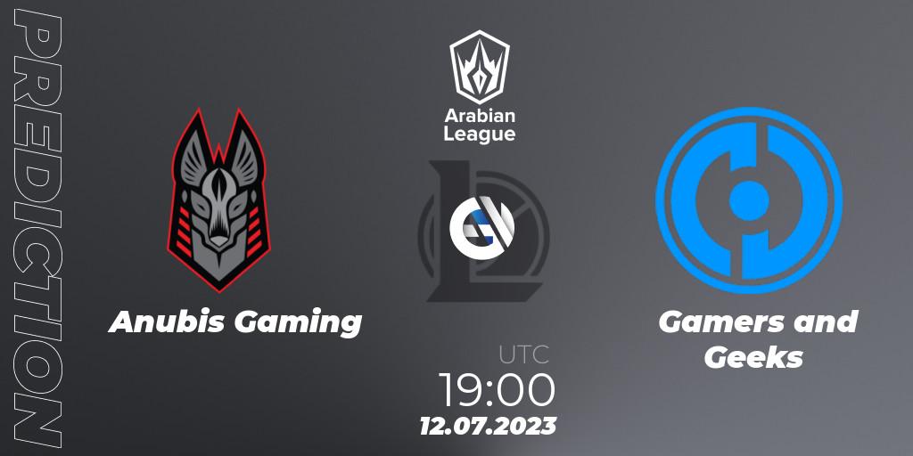 Anubis Gaming - Gamers and Geeks: ennuste. 12.07.2023 at 19:00, LoL, Arabian League Summer 2023 - Group Stage