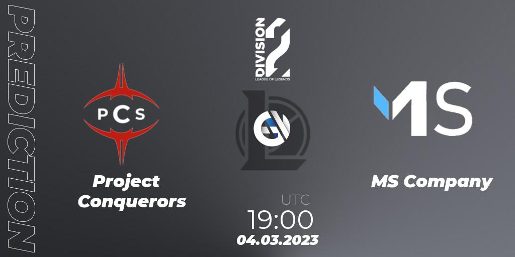 Project Conquerors - MS Company: ennuste. 04.03.2023 at 19:00, LoL, LFL Division 2 Spring 2023 - Group Stage