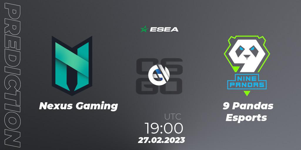 Nexus Gaming - 9 Pandas Esports: ennuste. 27.02.2023 at 19:00, Counter-Strike (CS2), ESEA Season 44: Advanced Division - Europe