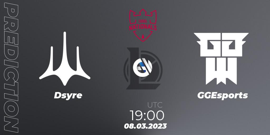 Dsyre - GGEsports: ennuste. 08.03.2023 at 19:00, LoL, PG Nationals Spring 2023 - Group Stage