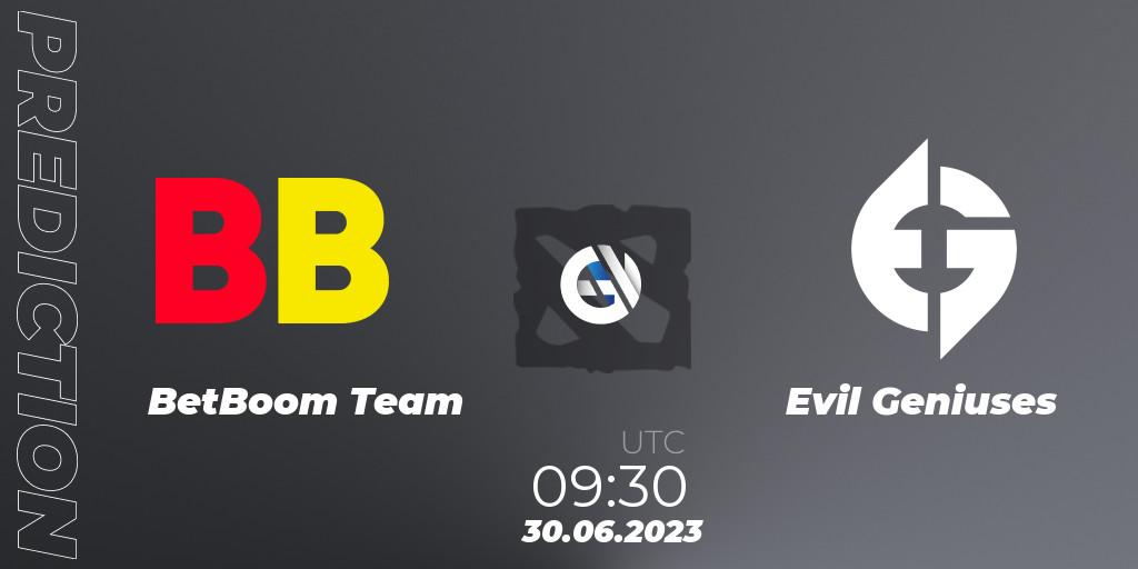 BetBoom Team - Evil Geniuses: ennuste. 30.06.2023 at 08:40, Dota 2, Bali Major 2023 - Group Stage