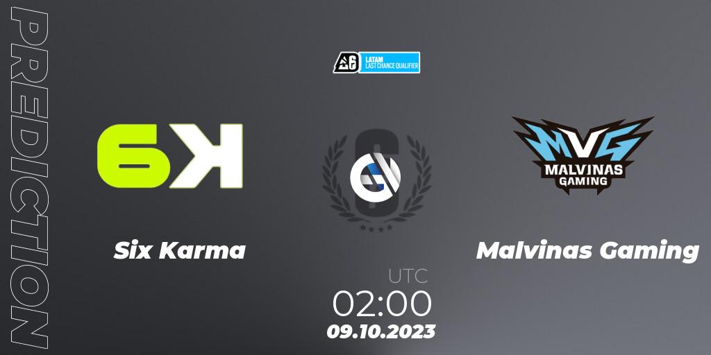 Six Karma - Malvinas Gaming: ennuste. 09.10.2023 at 02:00, Rainbow Six, LATAM League 2023 - Stage 2 - Last Chance Qualifier
