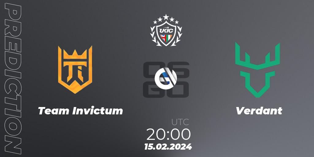 Team Invictum - Verdant: ennuste. 15.02.2024 at 20:00, Counter-Strike (CS2), UKIC League Season 1: Division 1