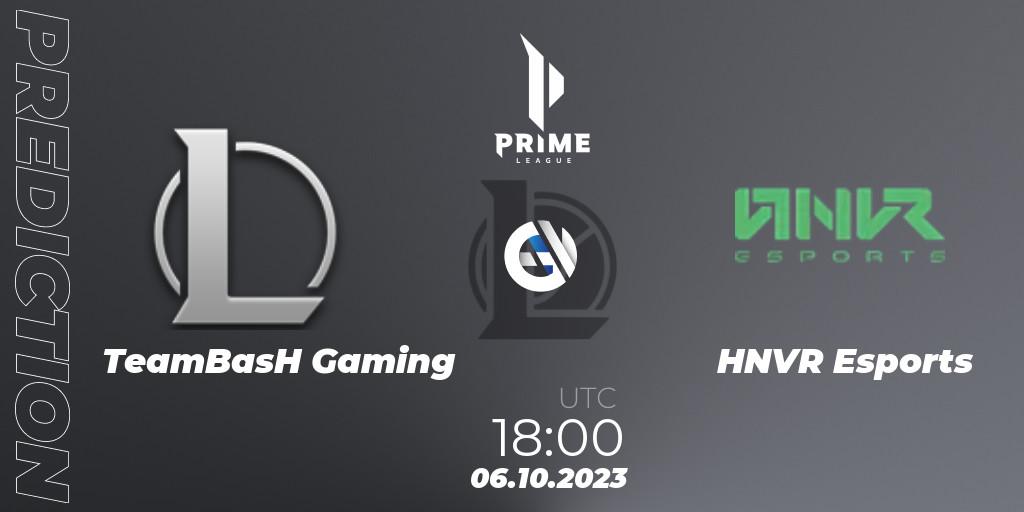 TeamBasH Gaming - HNVR Esports: ennuste. 06.10.2023 at 18:00, LoL, Prime League Pokal 2023