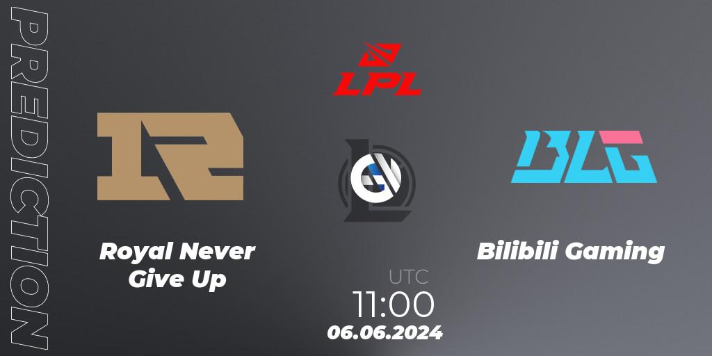 Royal Never Give Up - Bilibili Gaming: ennuste. 06.06.2024 at 11:00, LoL, LPL 2024 Summer - Group Stage