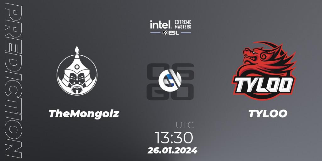 TheMongolz - TYLOO: ennuste. 26.01.2024 at 13:30, Counter-Strike (CS2), Intel Extreme Masters China 2024: Asian Closed Qualifier