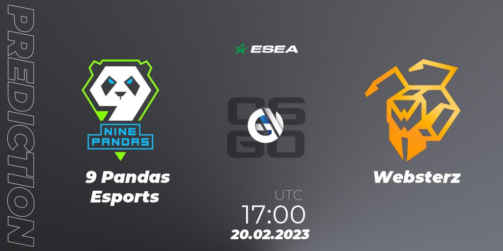 9 Pandas Esports - Websterz: ennuste. 01.03.2023 at 16:00, Counter-Strike (CS2), ESEA Season 44: Advanced Division - Europe