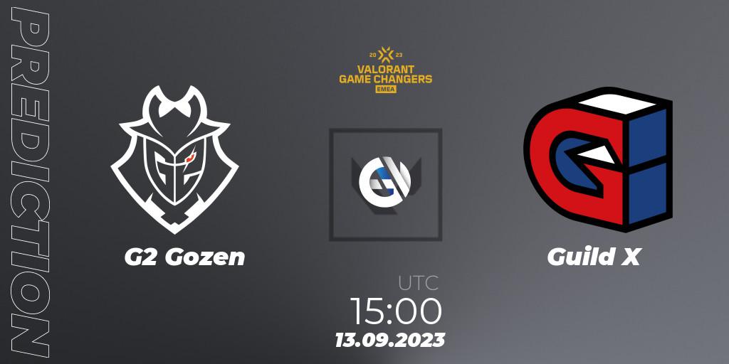 G2 Gozen - Guild X: ennuste. 13.09.2023 at 15:00, VALORANT, VCT 2023: Game Changers EMEA Stage 3 - Group Stage