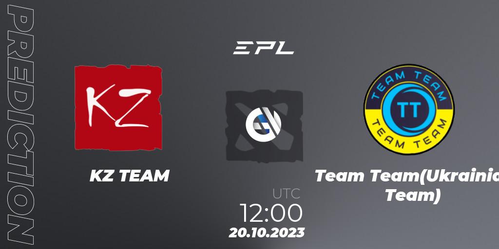 KZ TEAM - Team Team(Ukrainian Team): ennuste. 20.10.2023 at 12:00, Dota 2, European Pro League Season 13