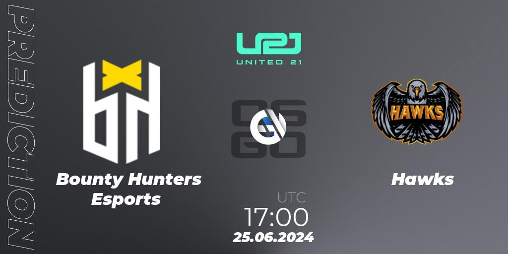Bounty Hunters Esports - Hawks: ennuste. 25.06.2024 at 17:00, Counter-Strike (CS2), United21 South America Season 1