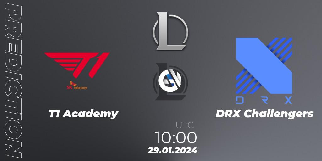 T1 Academy - DRX Challengers: ennuste. 29.01.2024 at 10:00, LoL, LCK Challengers League 2024 Spring - Group Stage