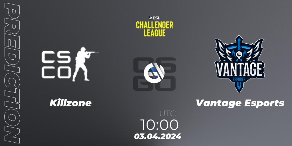 Killzone - Vantage Esports: ennuste. 03.04.2024 at 10:45, Counter-Strike (CS2), ESL Challenger League Season 47: Oceania