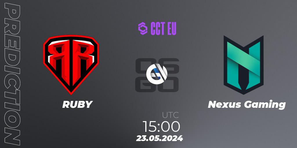 RUBY - Nexus Gaming: ennuste. 23.05.2024 at 15:05, Counter-Strike (CS2), CCT Season 2 Europe Series 4