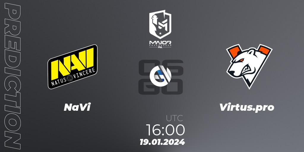 NaVi - Virtus.pro: ennuste. 19.01.2024 at 16:00, Counter-Strike (CS2), PGL CS2 Major Copenhagen 2024 Europe RMR Closed Qualifier