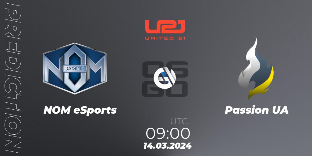 NOM eSports - Passion UA: ennuste. 14.03.2024 at 09:00, Counter-Strike (CS2), United21 Season 13