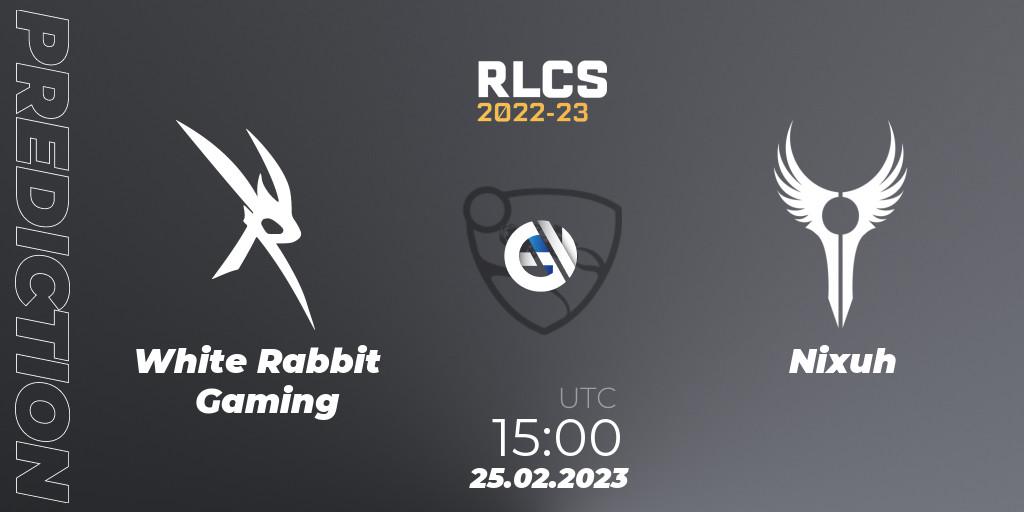 White Rabbit Gaming - Nixuh: ennuste. 25.02.23, Rocket League, RLCS 2022-23 - Winter: Sub-Saharan Africa Regional 3 - Winter Invitational