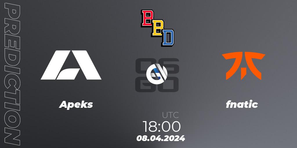 Apeks - fnatic: ennuste. 08.04.24, CS2 (CS:GO), BetBoom Dacha Belgrade 2024: European Qualifier