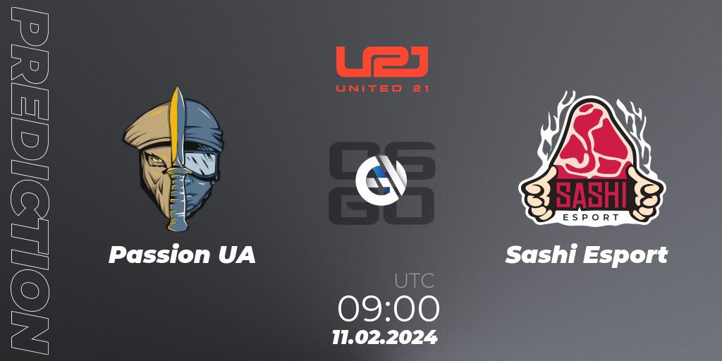 Passion UA - Sashi Esport: ennuste. 11.02.2024 at 09:30, Counter-Strike (CS2), United21 Season 11