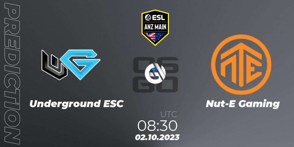 Underground ESC - Nut-E Gaming: ennuste. 02.10.2023 at 08:30, Counter-Strike (CS2), ESL ANZ Main Season 17