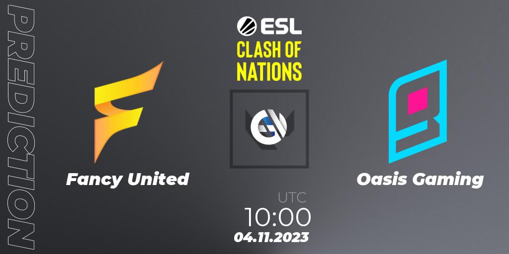 Fancy United - Oasis Gaming: ennuste. 04.11.2023 at 12:30, VALORANT, ESL Clash of Nations 2023 - SEA Closed Qualifier