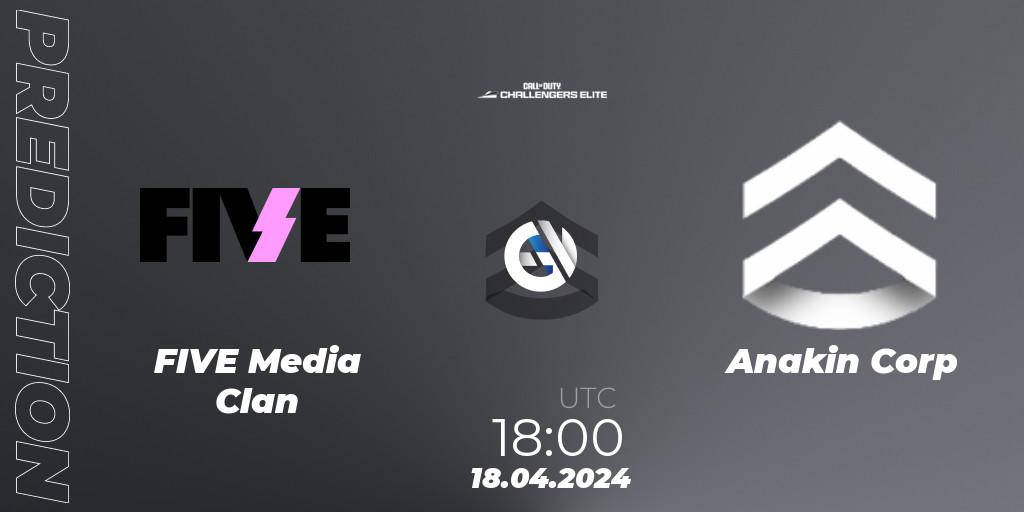 FIVE Media Clan - Anakin Corp: ennuste. 18.04.2024 at 18:00, Call of Duty, Call of Duty Challengers 2024 - Elite 2: EU