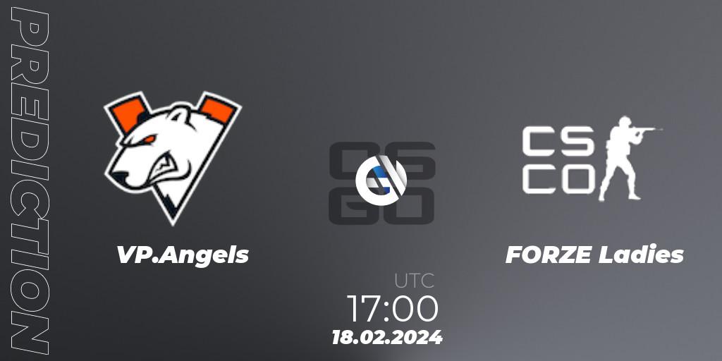 VP.Angels - FORZE Ladies: ennuste. 18.02.2024 at 17:00, Counter-Strike (CS2), ESL Impact League Season 5: European Division - Open Qualifier #2