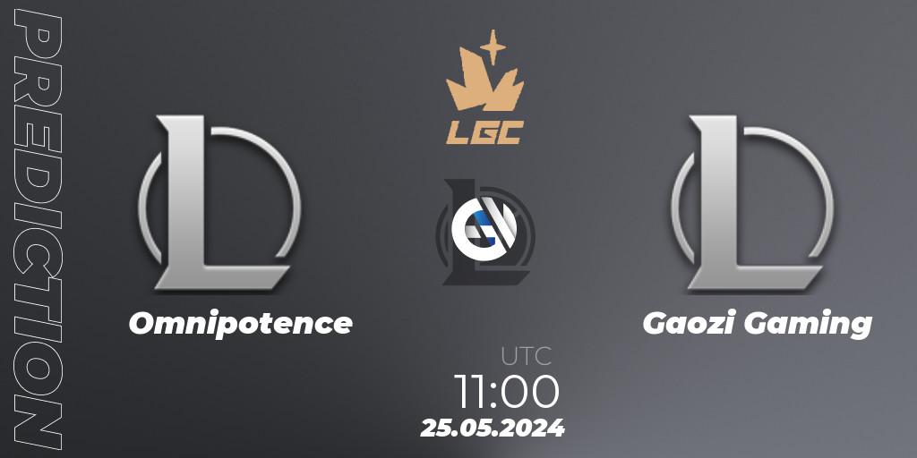 Omnipotence - Gaozi Gaming: ennuste. 25.05.2024 at 11:00, LoL, Legend Cup 2024