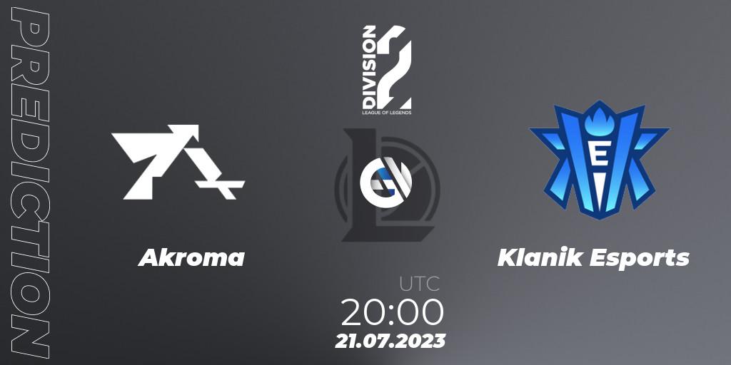 Akroma - Klanik Esports: ennuste. 21.07.2023 at 20:00, LoL, LFL Division 2 Summer 2023 - Group Stage
