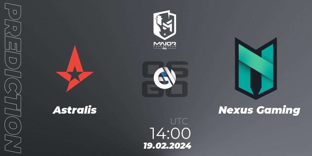 Astralis - Nexus Gaming: ennuste. 19.02.24, CS2 (CS:GO), PGL CS2 Major Copenhagen 2024: European RMR B