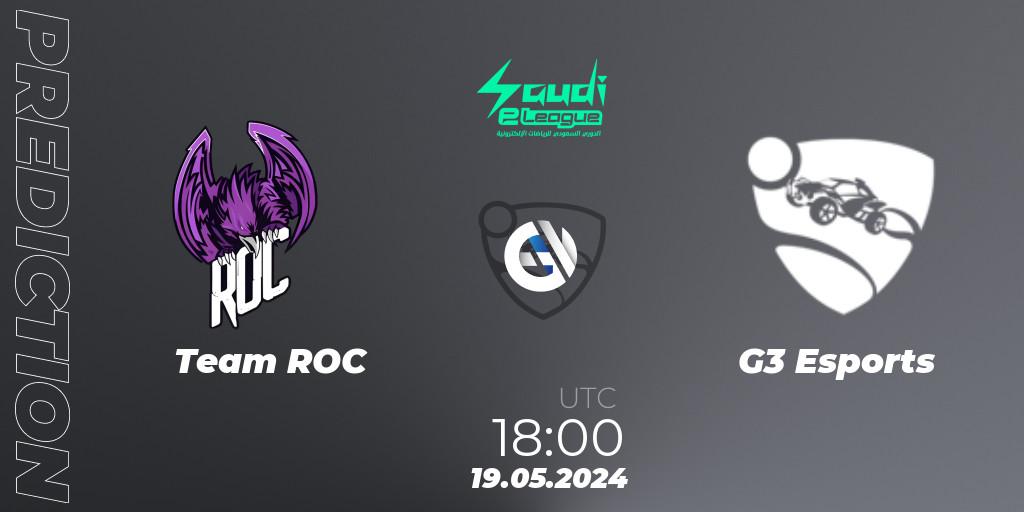 Team ROC - G3 Esports: ennuste. 19.05.2024 at 18:00, Rocket League, Saudi eLeague 2024 - Major 2: Online Major Phase 1