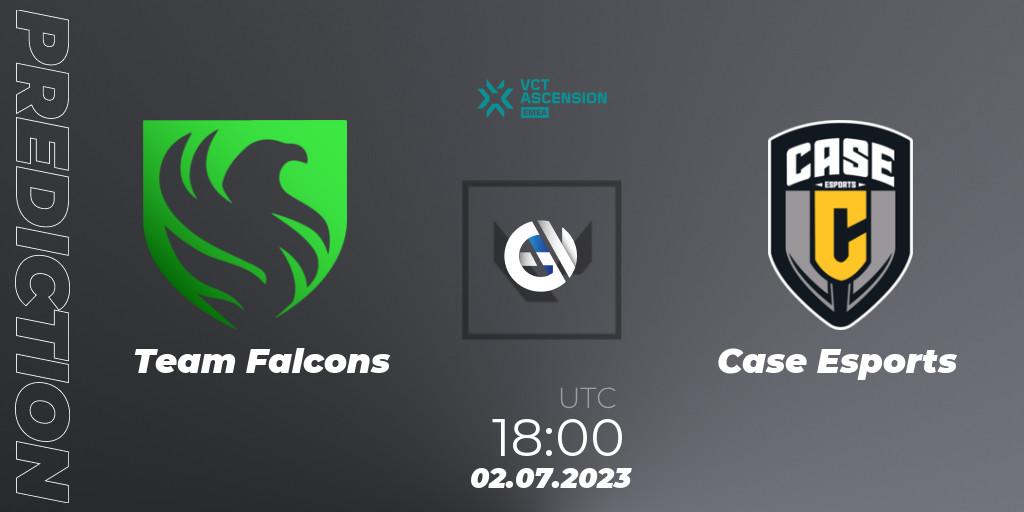 Team Falcons - Case Esports: ennuste. 02.07.2023 at 18:30, VALORANT, VALORANT Challengers Ascension 2023: EMEA - Group Stage