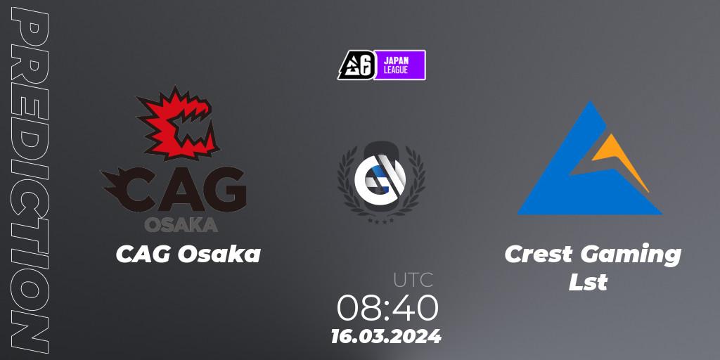 CAG Osaka - Crest Gaming Lst: ennuste. 16.03.2024 at 08:40, Rainbow Six, Japan League 2024 - Stage 1