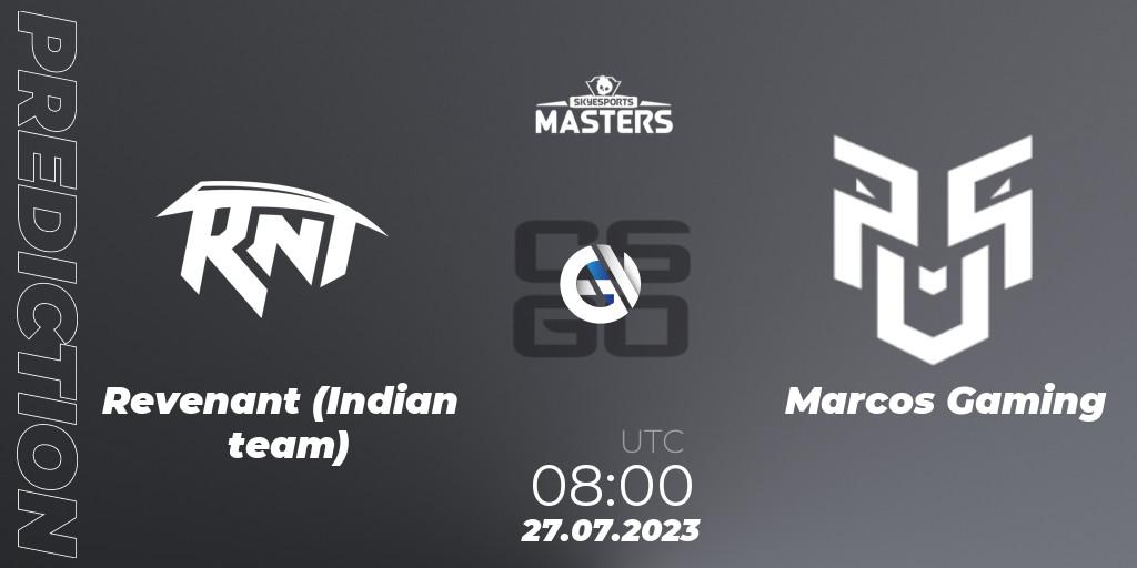 Revenant (Indian team) - Marcos Gaming: ennuste. 27.07.2023 at 11:00, Counter-Strike (CS2), Skyesports Masters 2023: Regular Season