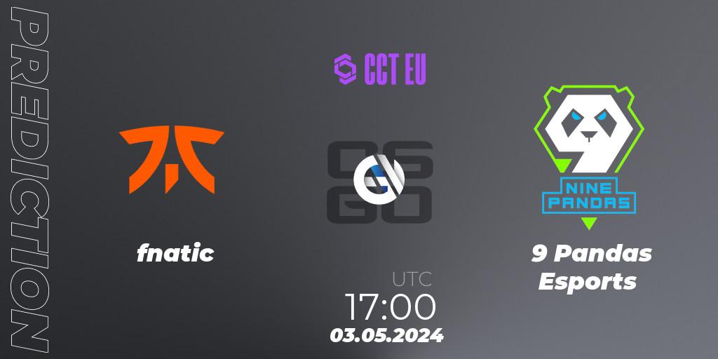 fnatic - 9 Pandas Esports: ennuste. 03.05.2024 at 18:10, Counter-Strike (CS2), CCT Season 2 Europe Series 1