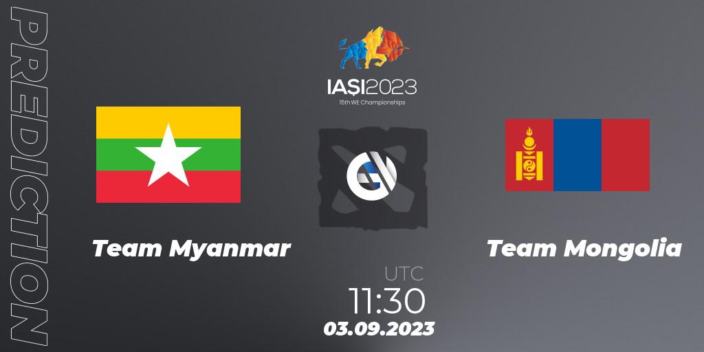 Team Myanmar - Team Mongolia: ennuste. 03.09.2023 at 12:30, Dota 2, IESF World Championship 2023