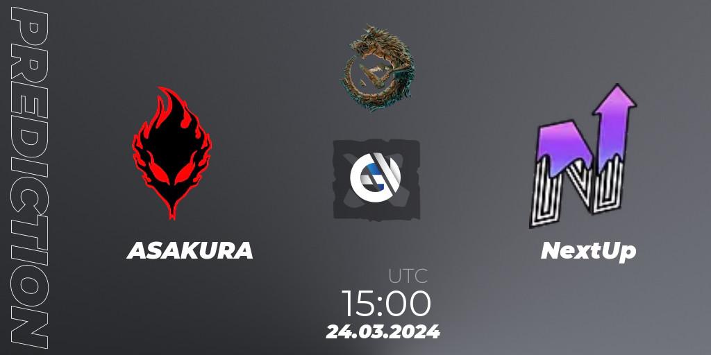 ASAKURA - NextUp: ennuste. 24.03.24, Dota 2, PGL Wallachia Season 1: Eastern Europe Open Qualifier #2
