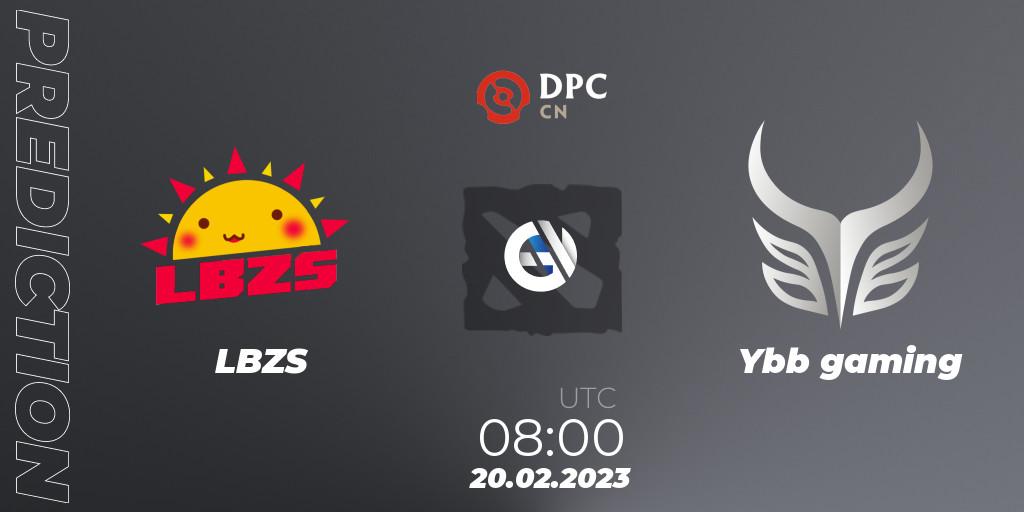 LBZS - Ybb gaming: ennuste. 20.02.2023 at 08:00, Dota 2, DPC 2022/2023 Winter Tour 1: CN Division II (Lower)