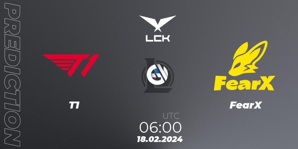 T1 - FearX: ennuste. 18.02.24, LoL, LCK Spring 2024 - Group Stage