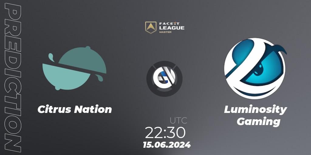 Citrus Nation - Luminosity Gaming: ennuste. 15.06.2024 at 22:15, Overwatch, FACEIT League Season 1 - NA Master Road to EWC