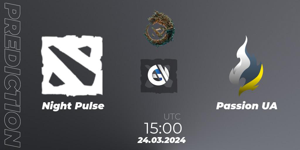 Night Pulse - Passion UA: ennuste. 24.03.24, Dota 2, PGL Wallachia Season 1: Eastern Europe Open Qualifier #2