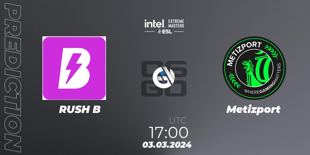 RUSH B - Metizport: ennuste. 03.03.2024 at 17:00, Counter-Strike (CS2), Intel Extreme Masters Dallas 2024: European Open Qualifier #1